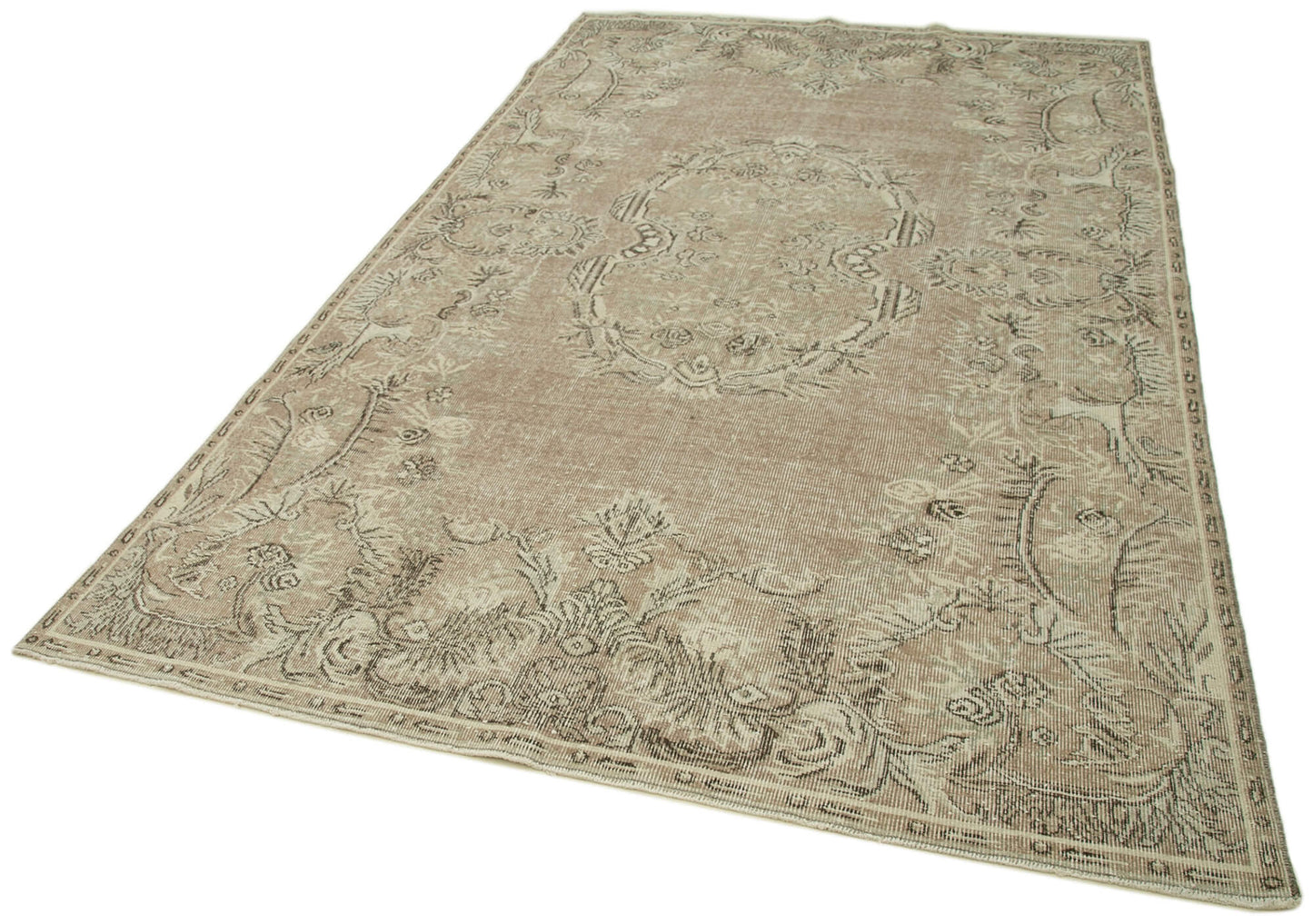 6x10 Beige Turkish Vintage Area Rug - 36743