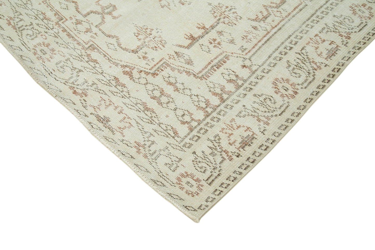 5x9 Beige Turkish Vintage Area Rug - 36749