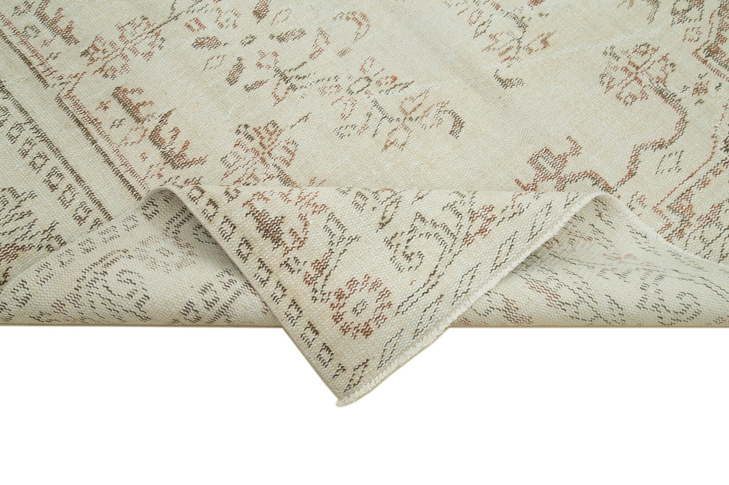 5x9 Beige Turkish Vintage Area Rug - 36749