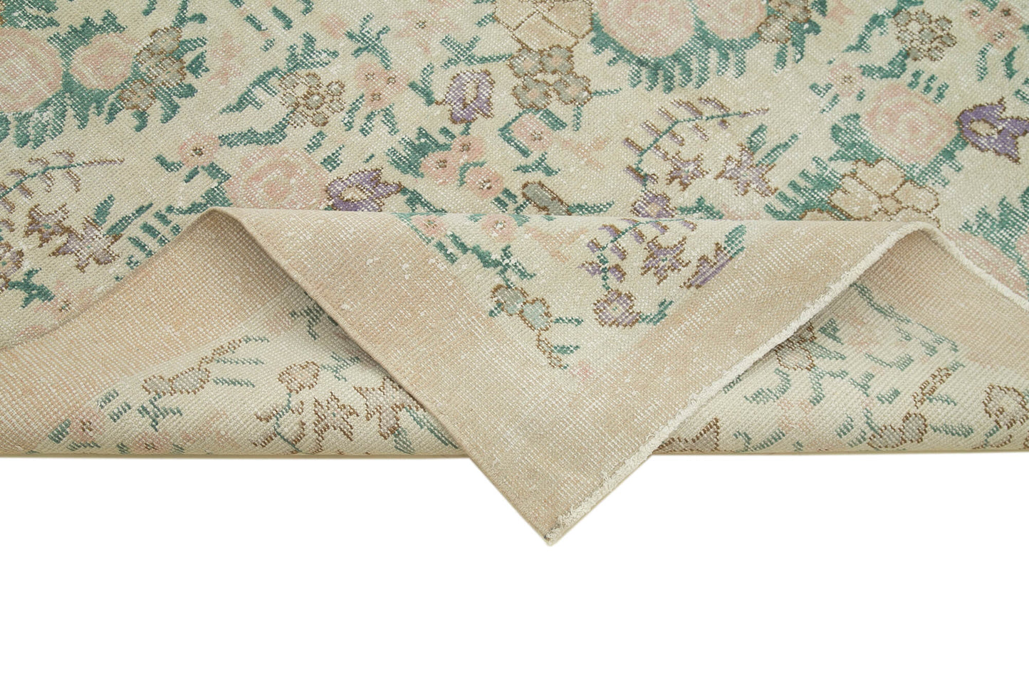 5x9 Beige Turkish Vintage Area Rug - 36753