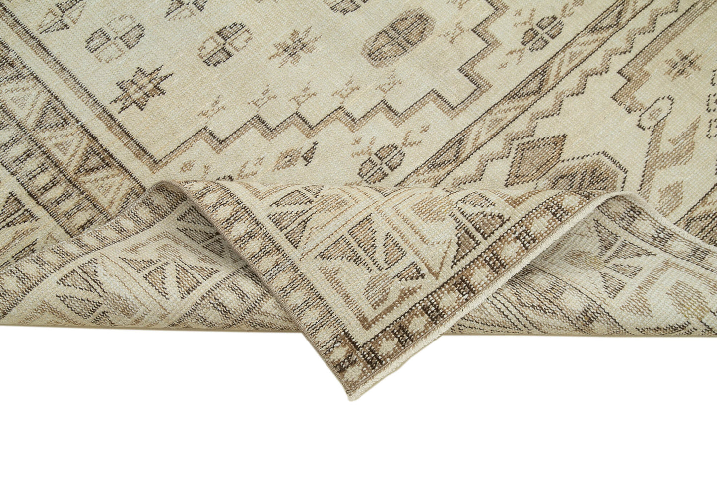 5x9 Beige Turkish Vintage Area Rug - 36761