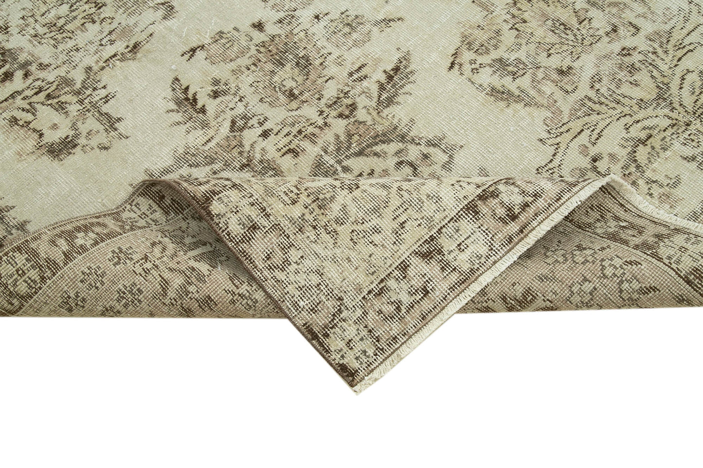 7x10 Beige Turkish Vintage Area Rug - 36768