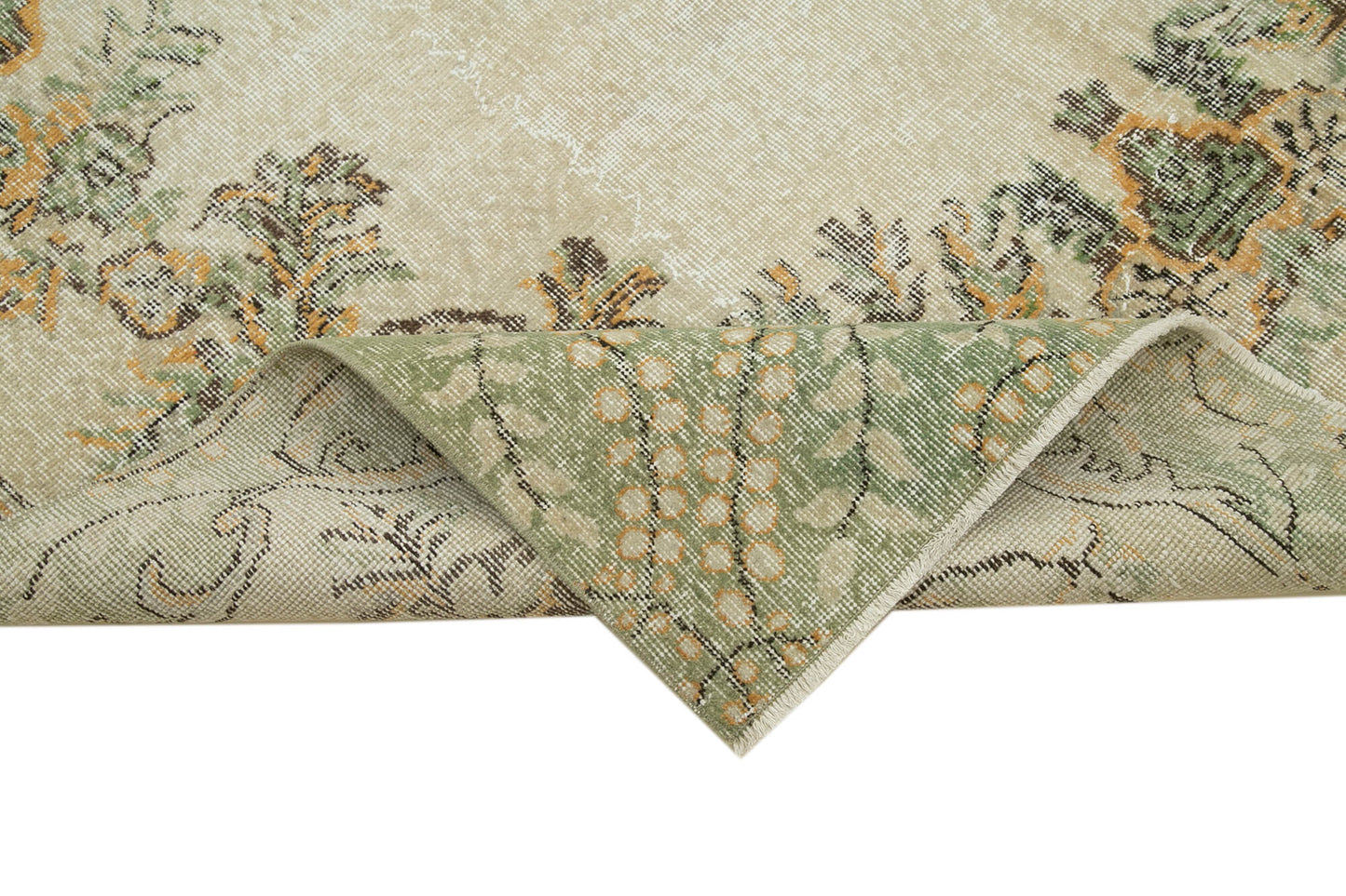 6x11 Beige Turkish Vintage Area Rug - 36818