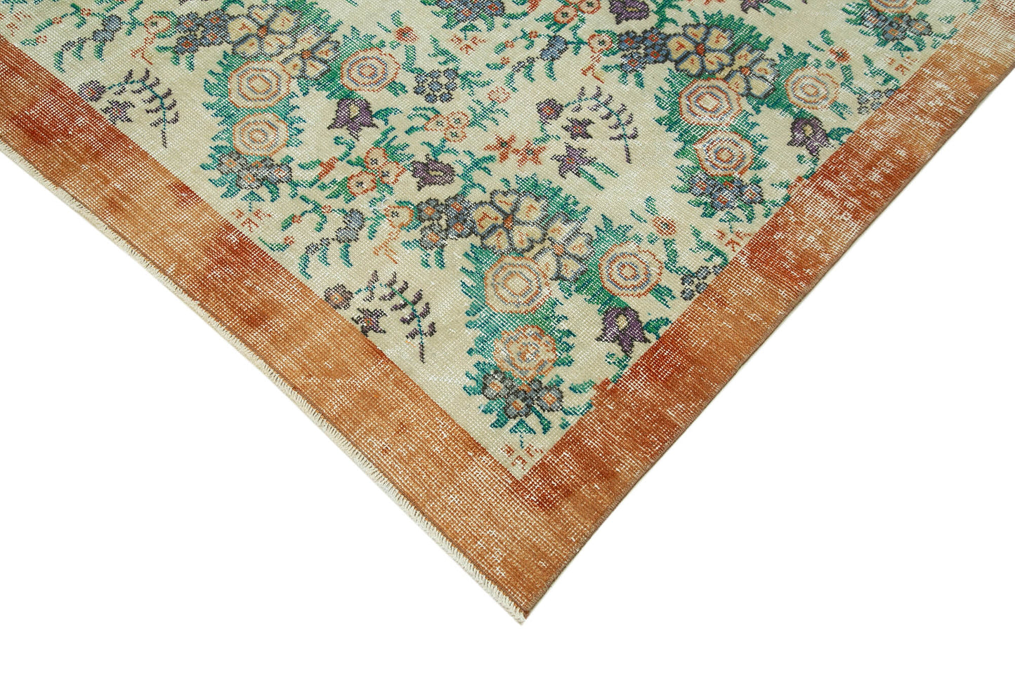 7x10 Beige Turkish Vintage Area Rug - 36859