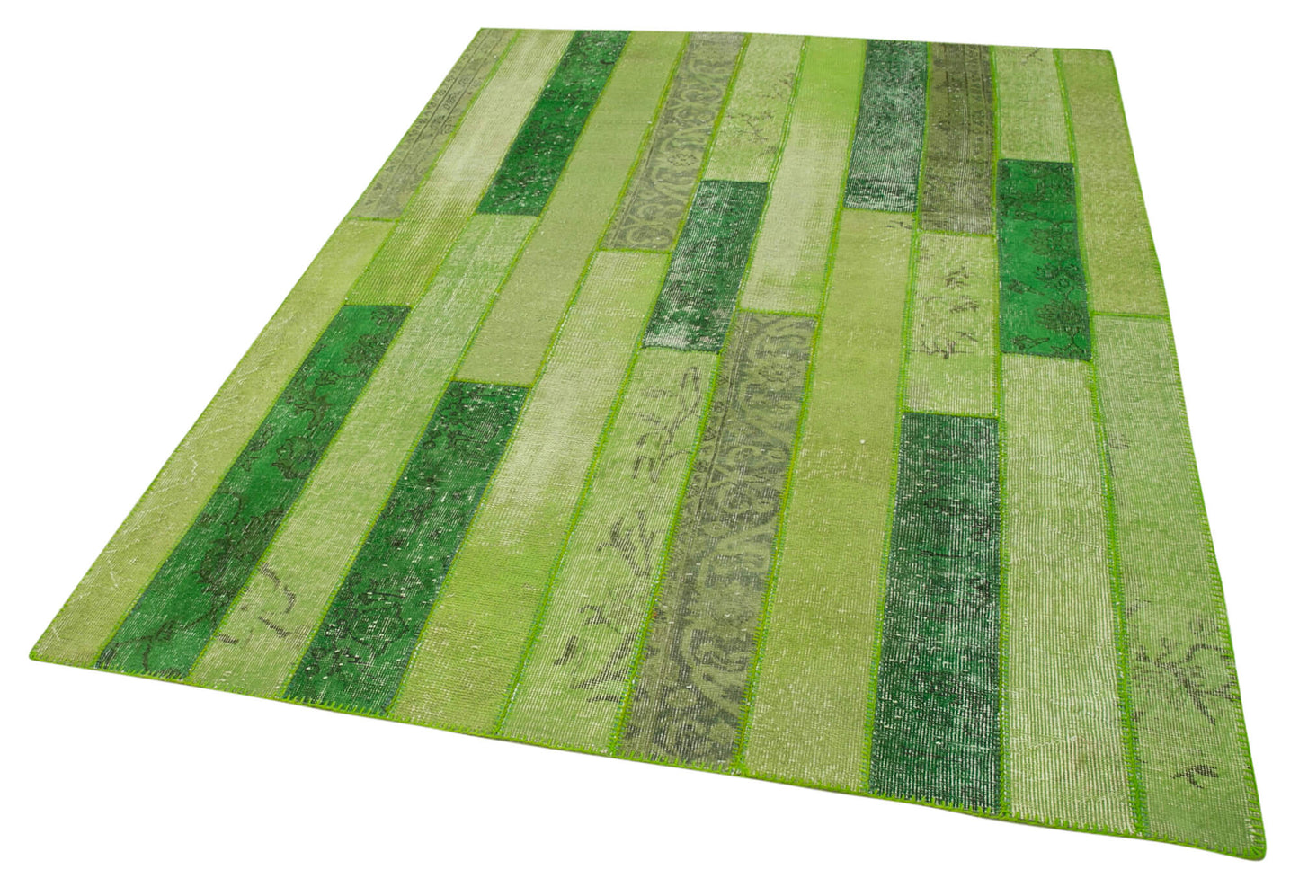 6x8 Green Modern Patchwork Rug - 36909
