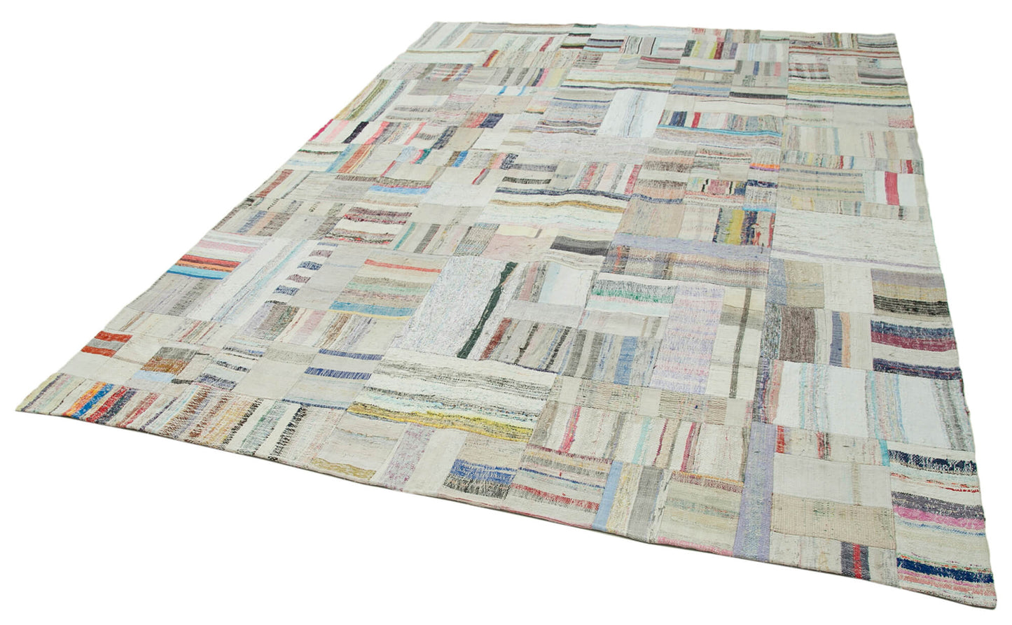 8x11 Beige Kilim Patchwork Rug - 36981