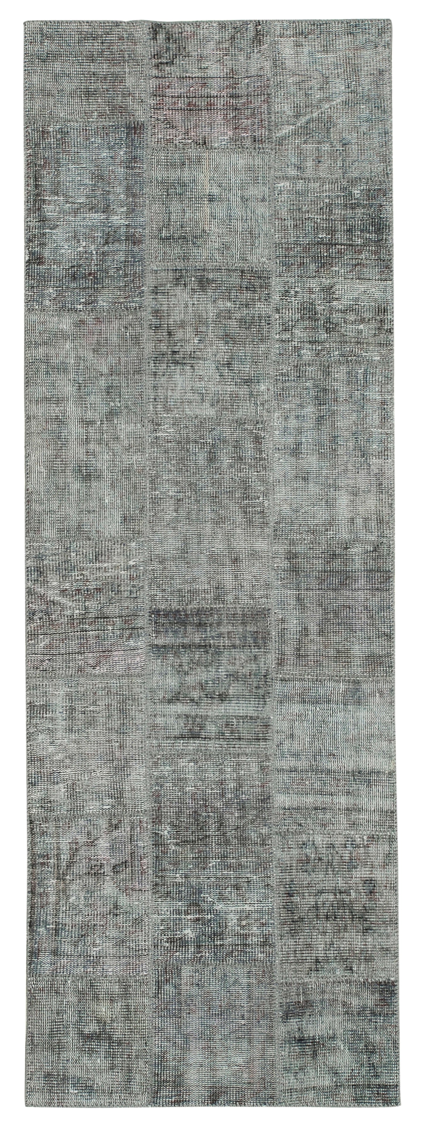 3x8 Grey Patchwork Runner Rug - 37632
