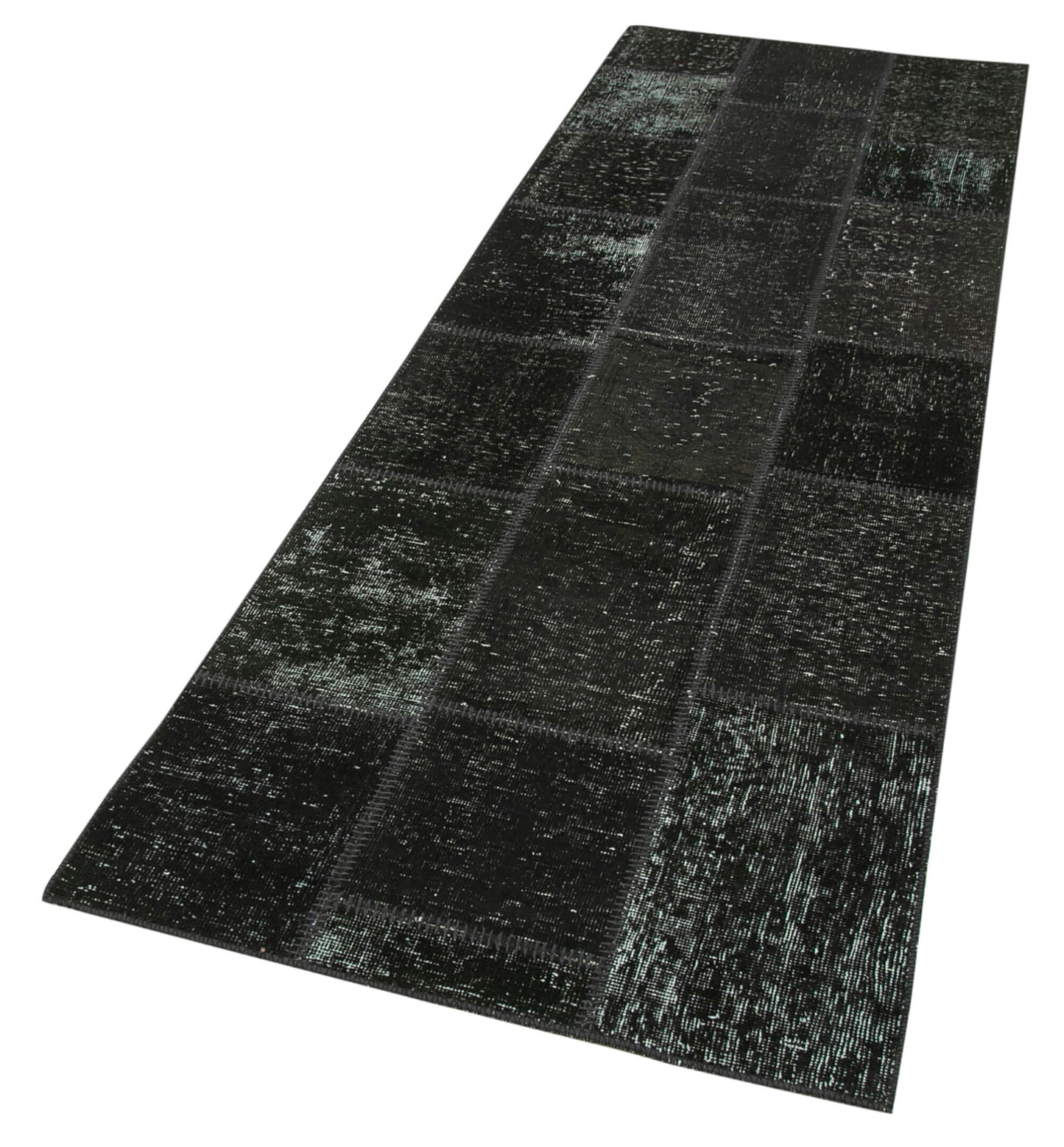 3x9 Black Patchwork Runner Rug - 37638