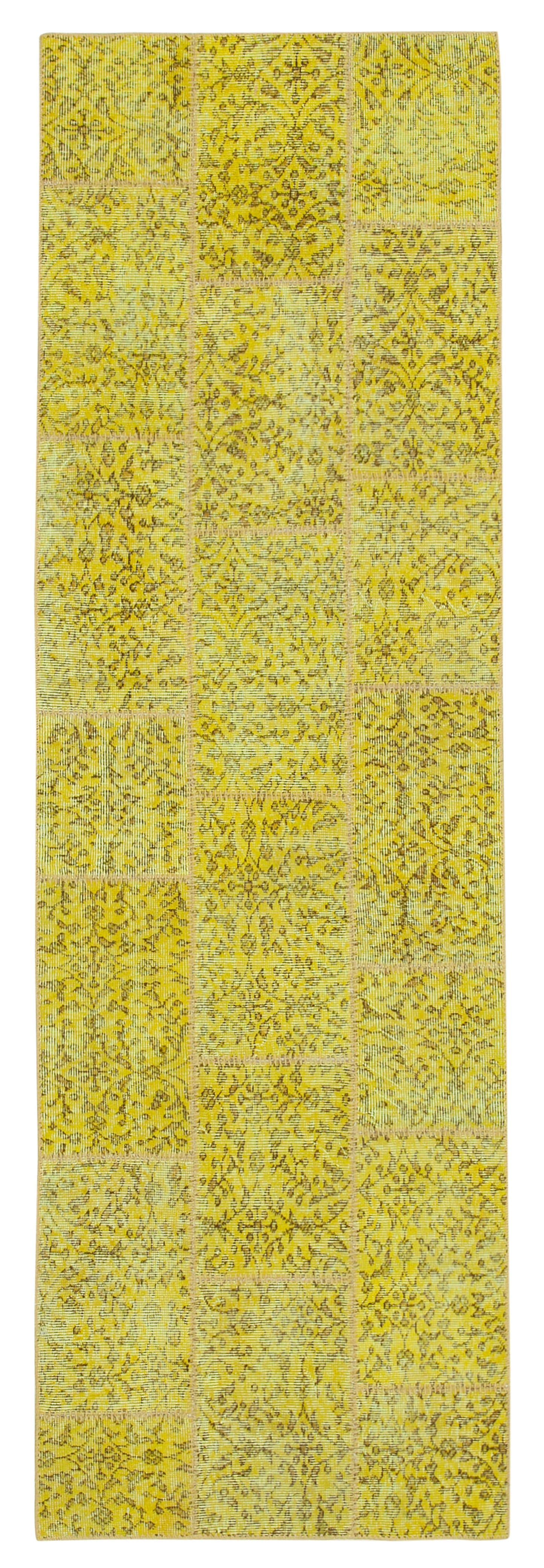 3x9 Yellow Patchwork Runner Rug - 37641