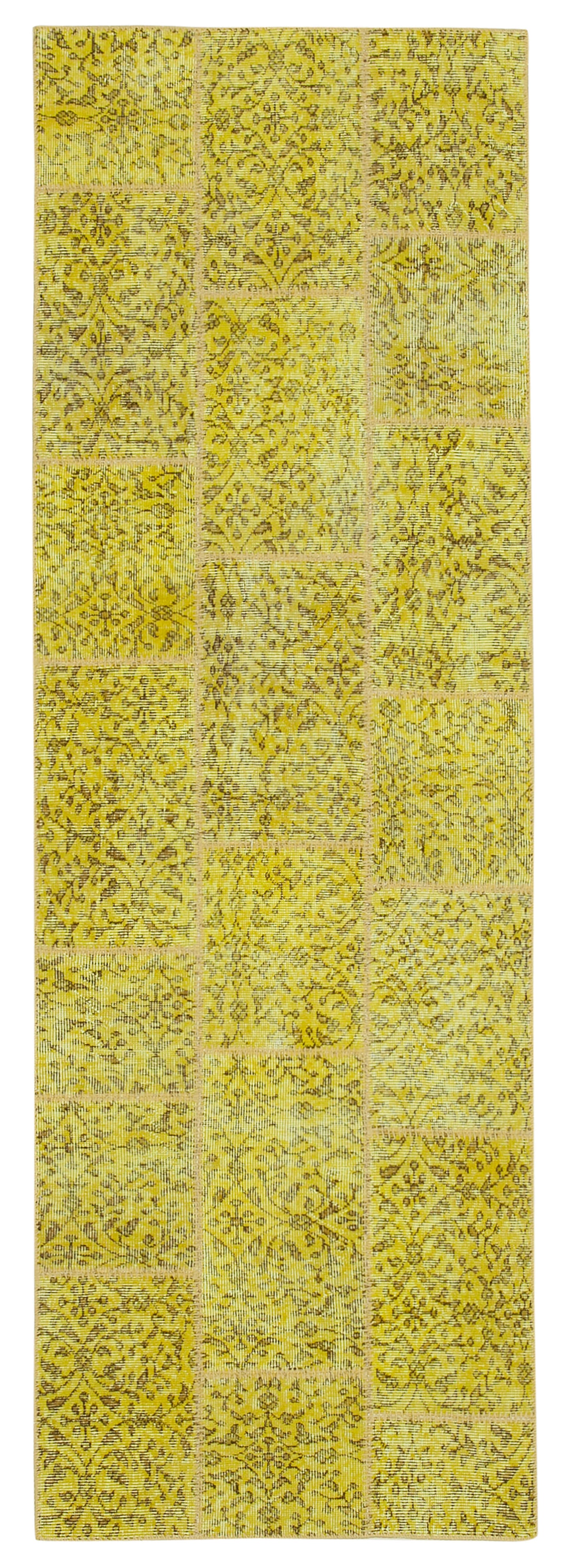 3x9 Yellow Patchwork Runner Rug - 37649