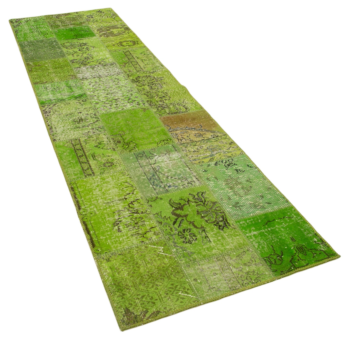 3x10 Green Patchwork Runner Rug - 37663
