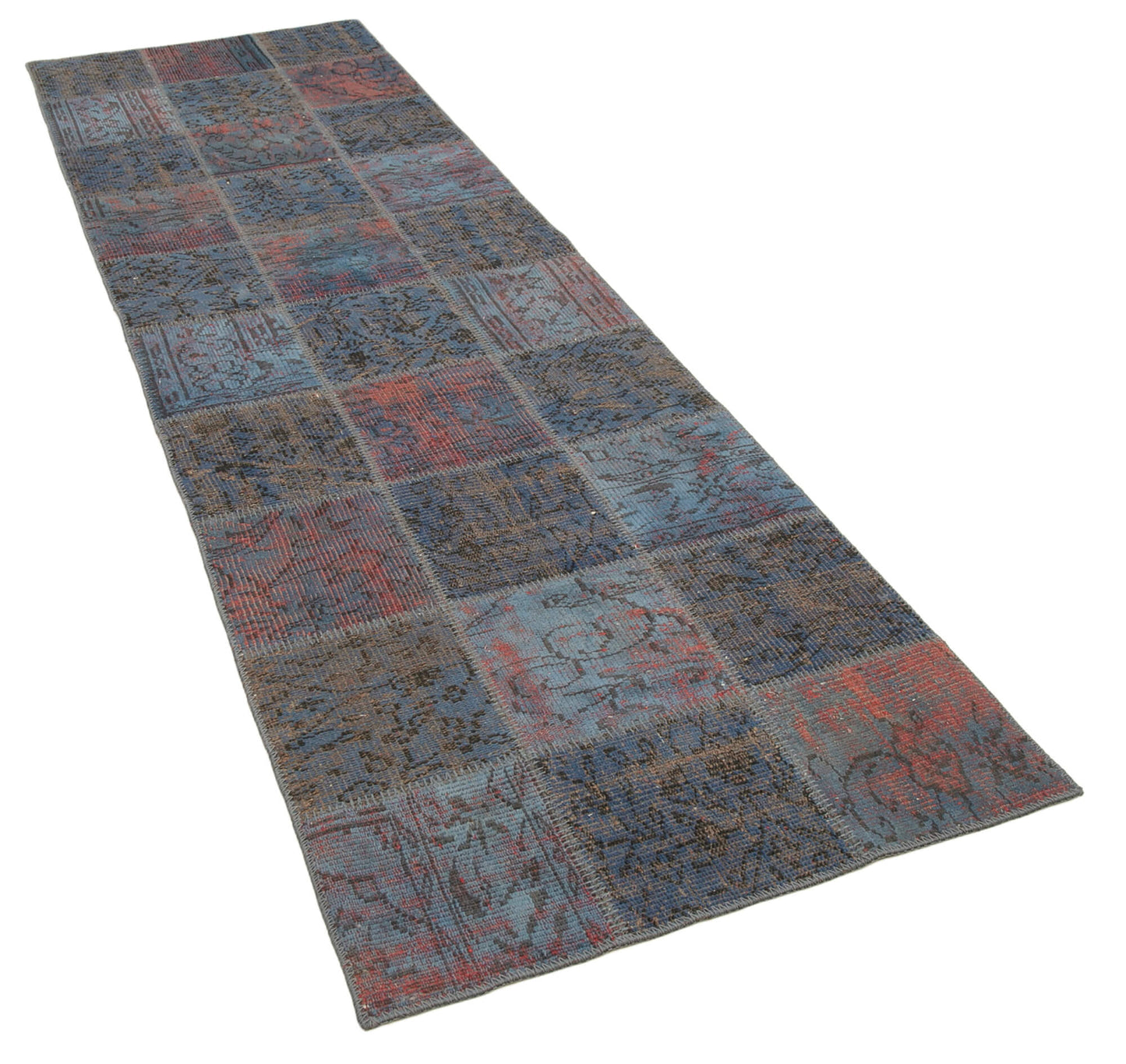 3x10 Blue Patchwork Runner Rug - 37744