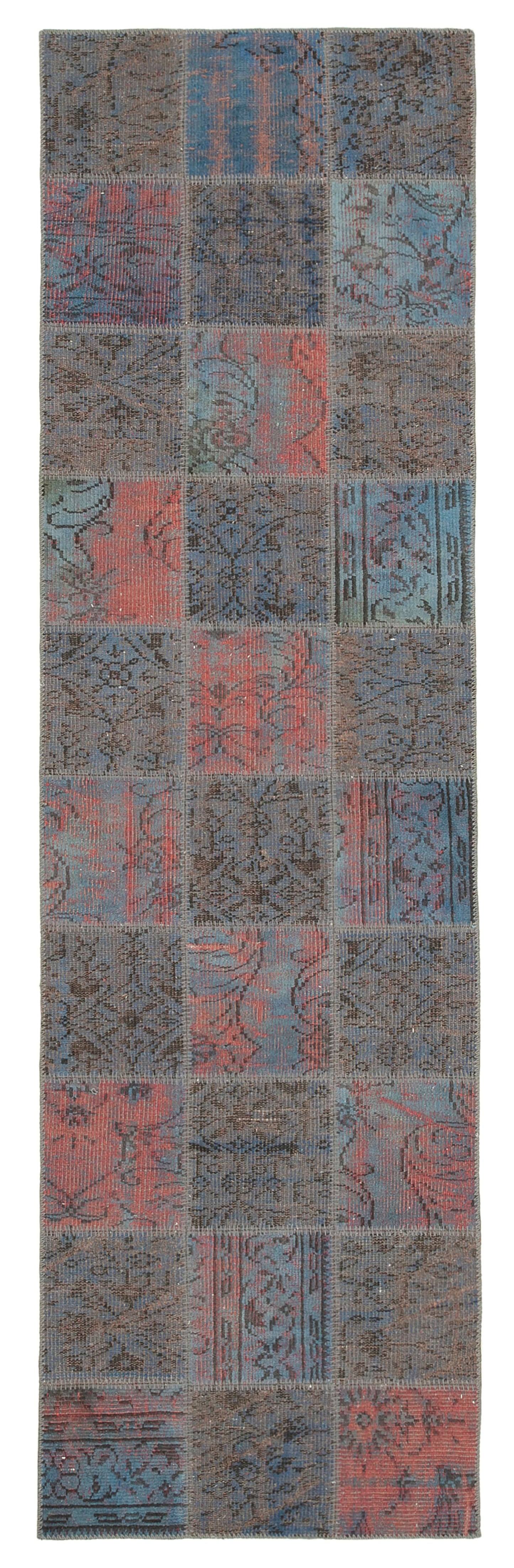3x10 Blue Patchwork Runner Rug - 37747