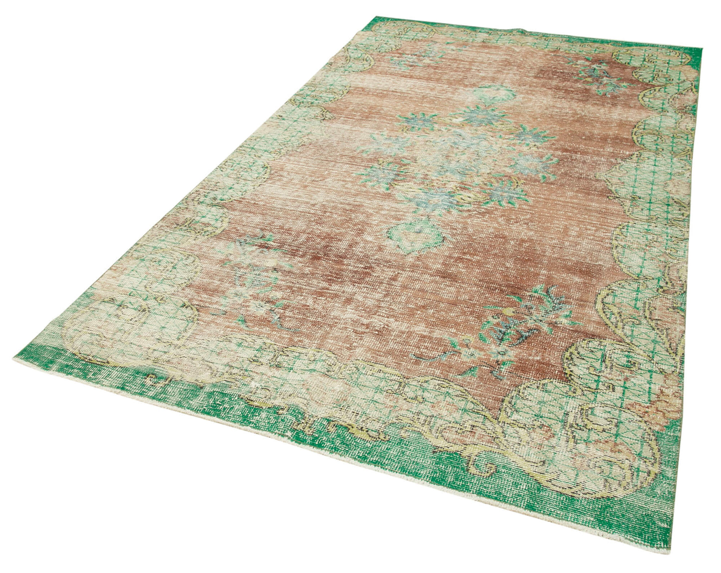 5x9 Beige Turkish Vintage Area Rug - 37887