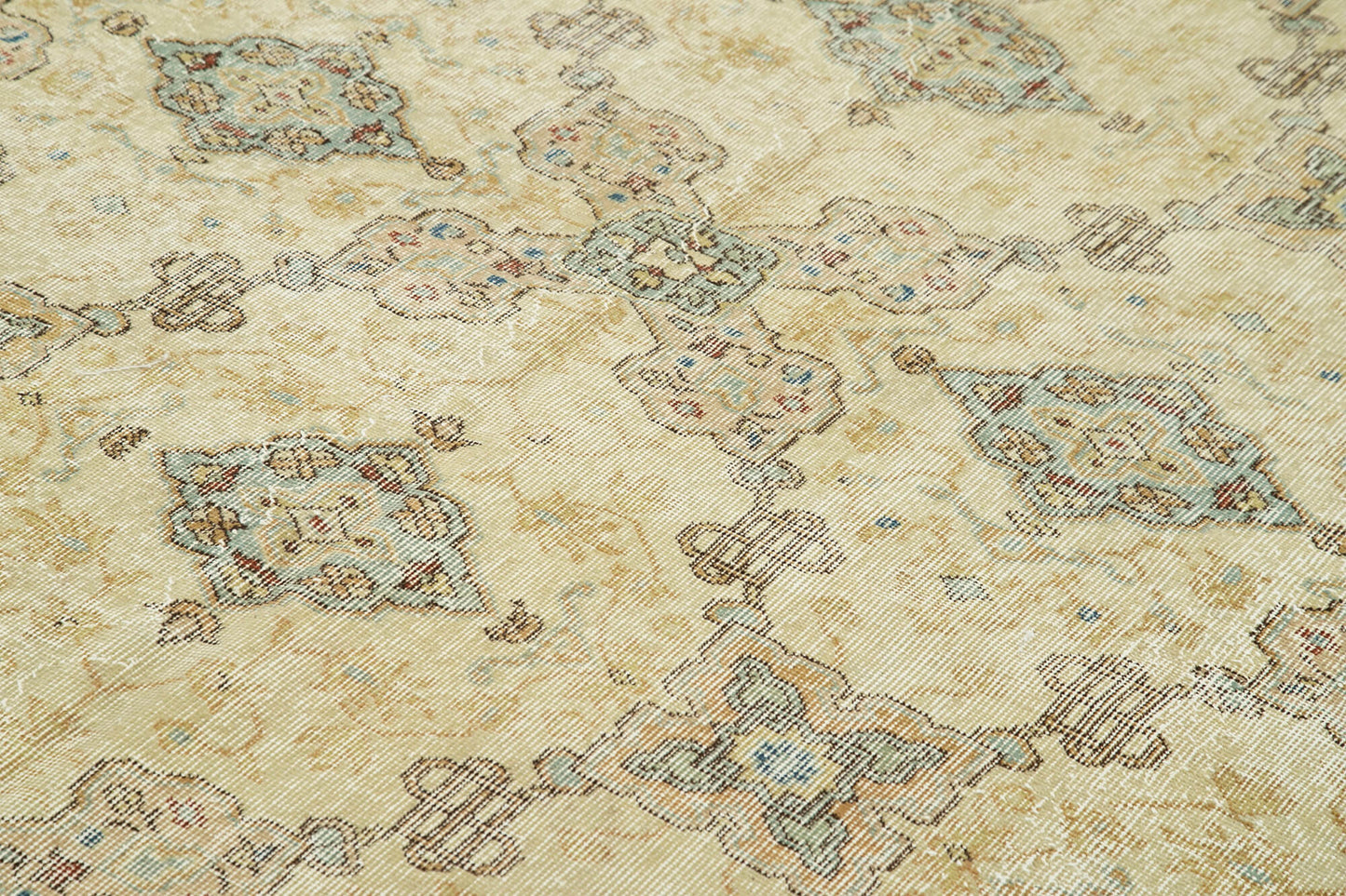7x9 Beige Turkish Vintage Area Rug - 37898