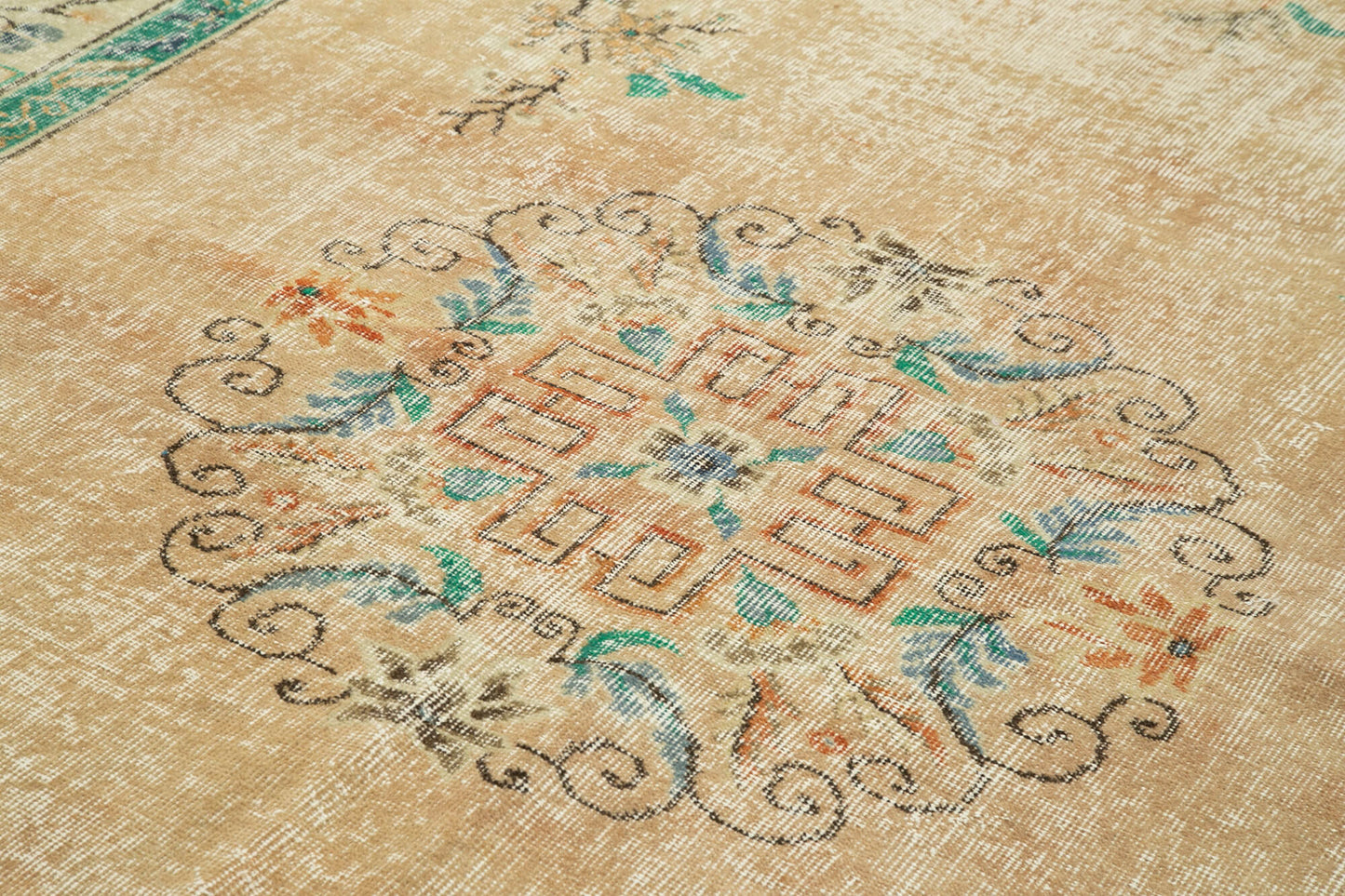 7x10 Beige Turkish Vintage Area Rug - 37903