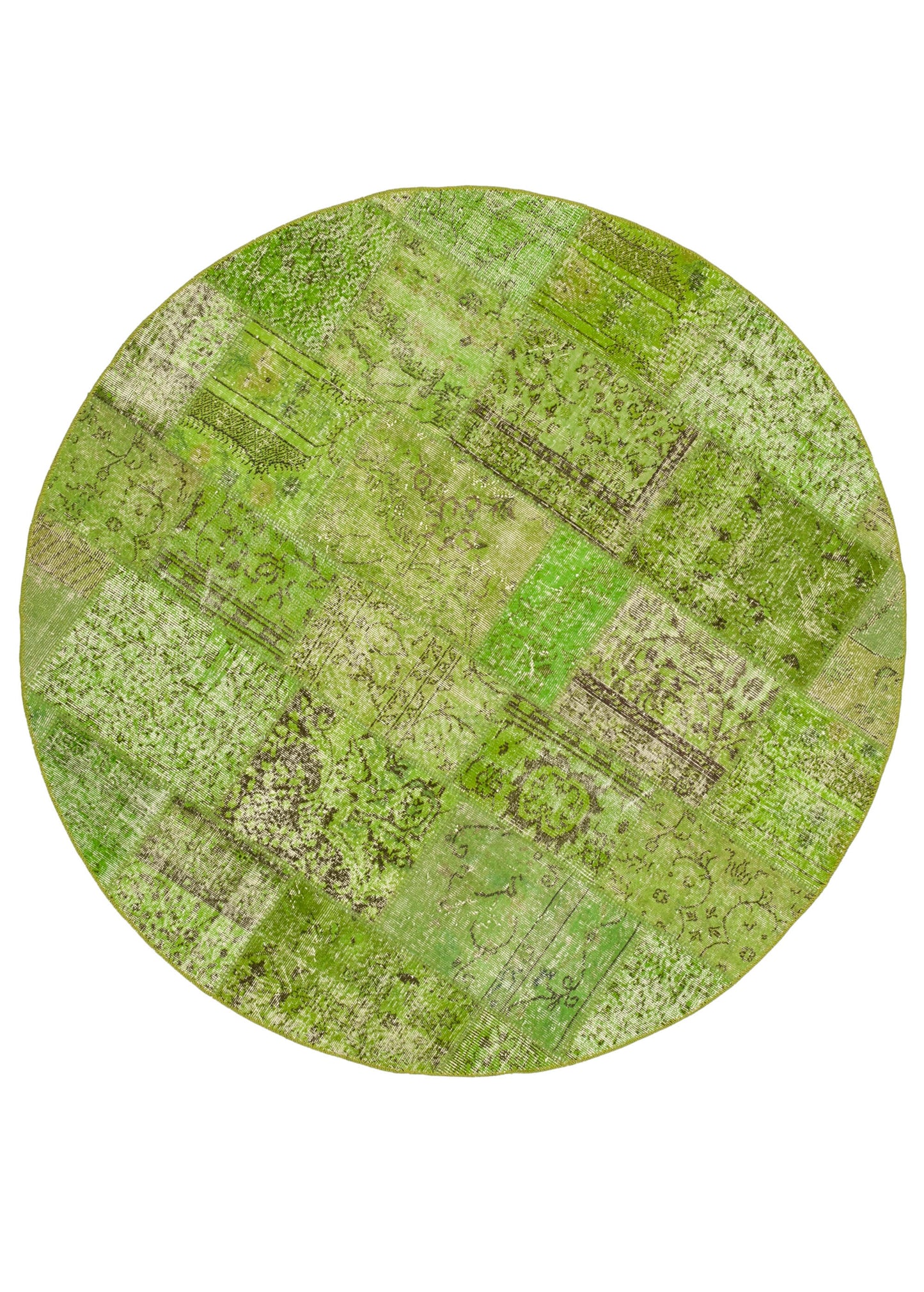 7x7 Green Round Patchwork Rug - 38661
