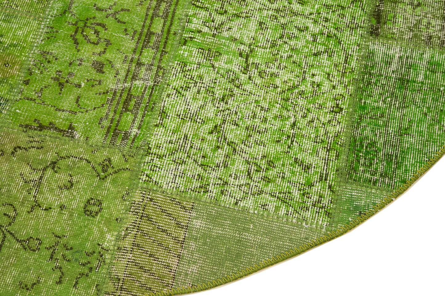 7x7 Green Round Patchwork Rug - 38661