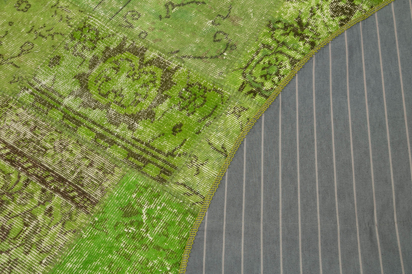 7x7 Green Round Patchwork Rug - 38661