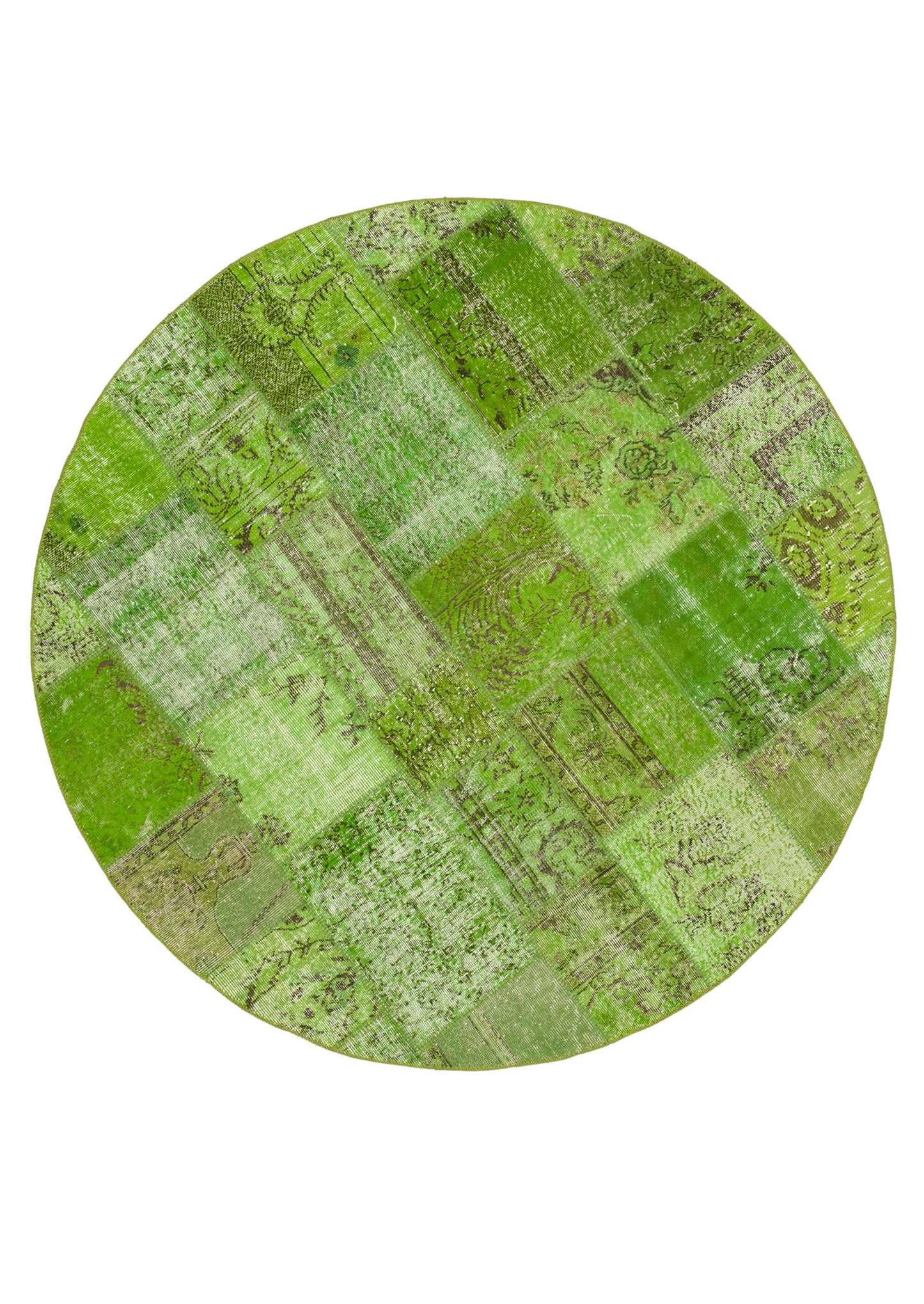 7x7 Green Round Patchwork Rug - 38662