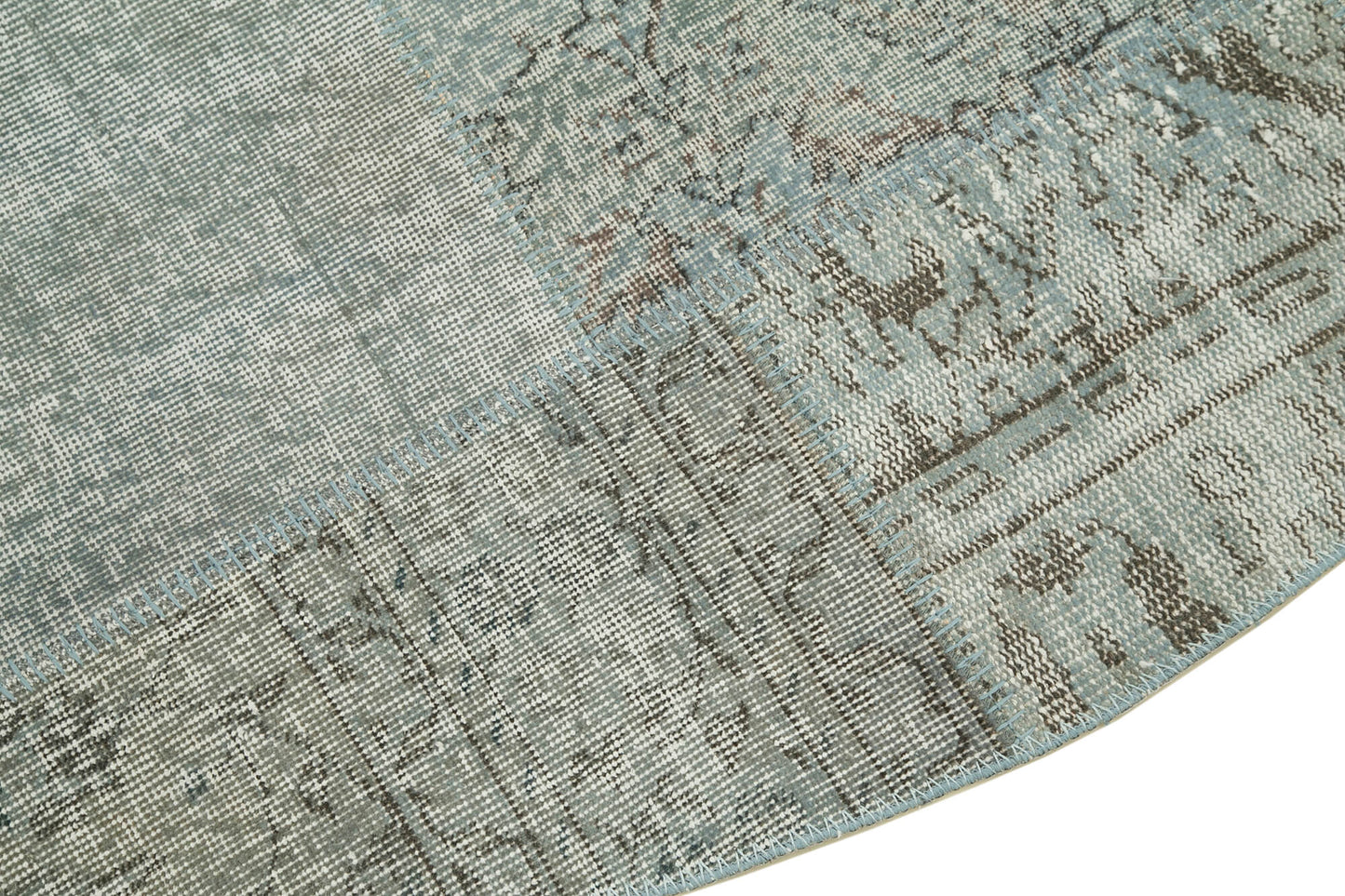 7x7 Blue Round Patchwork Rug - 38666