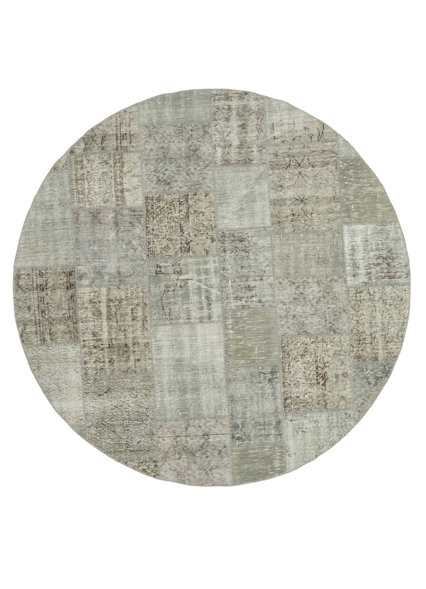 7x7 Grey Round Patchwork Rug - 38677