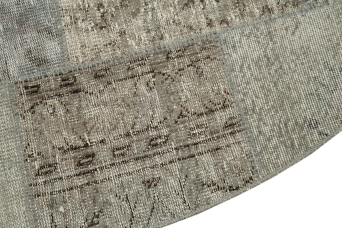 7x7 Grey Round Patchwork Rug - 38677