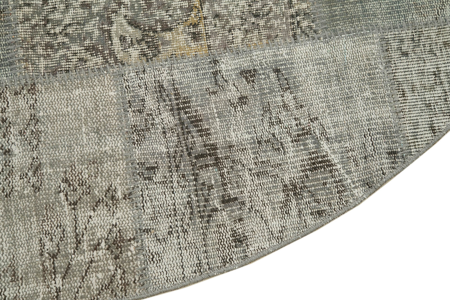 7x7 Grey Round Patchwork Rug - 38684