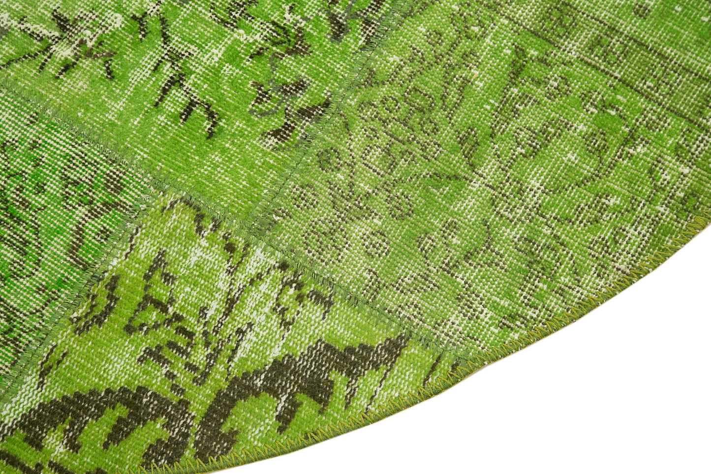 7x7 Green Round Patchwork Rug - 38686