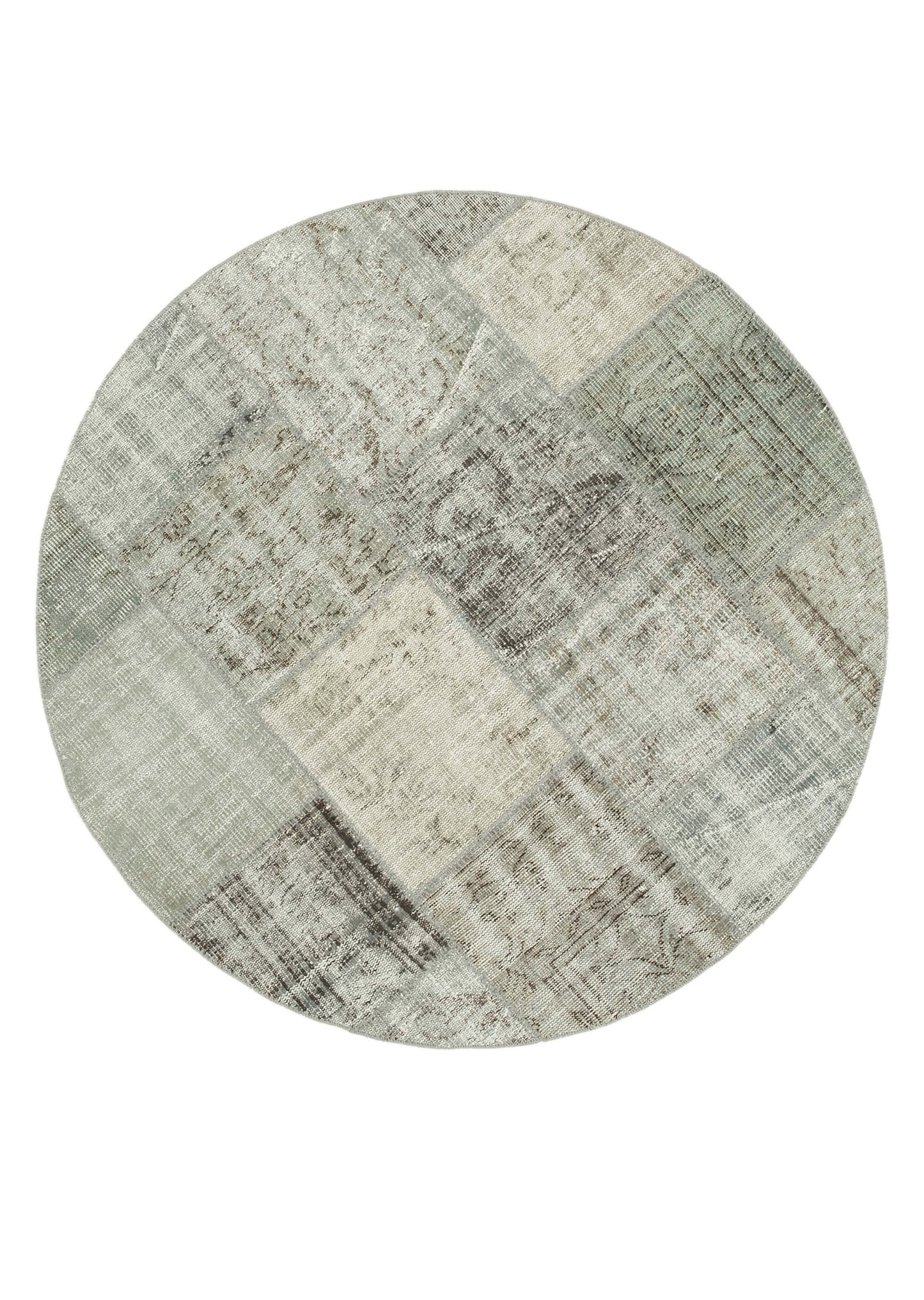 5x5 Grey Round Patchwork Rug - 38696