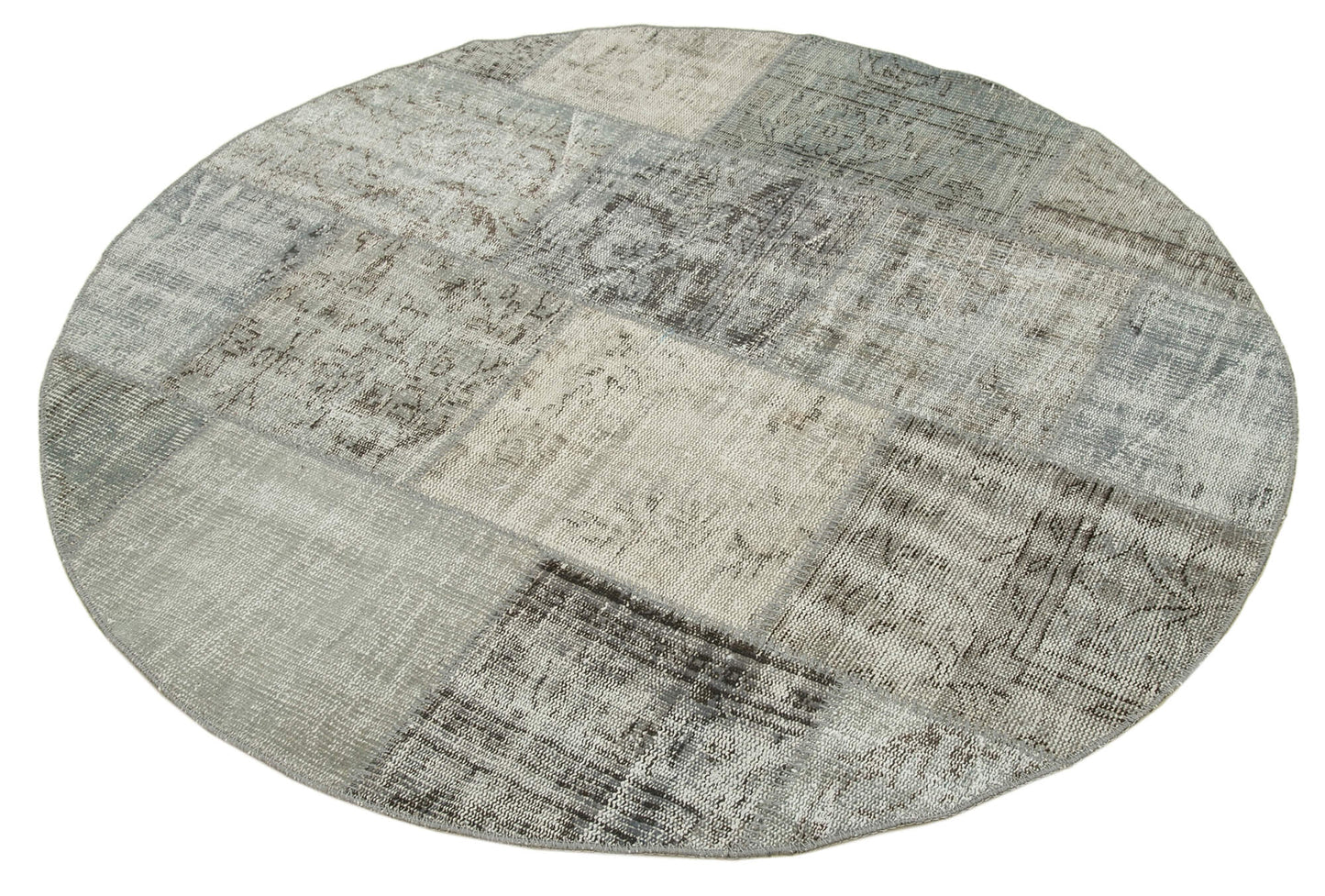 5x5 Grey Round Patchwork Rug - 38696