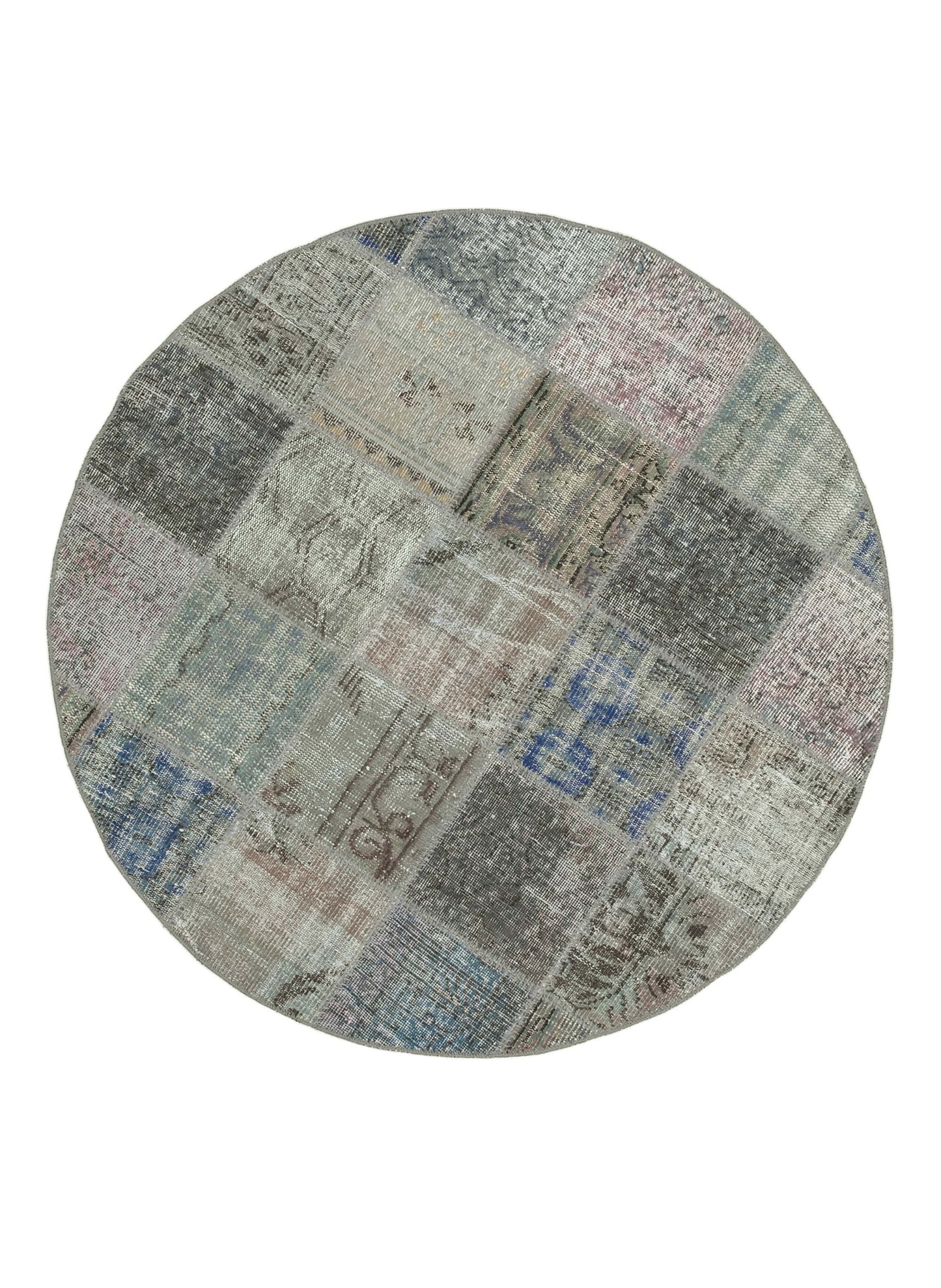 5x5 Grey Round Patchwork Rug - 38705