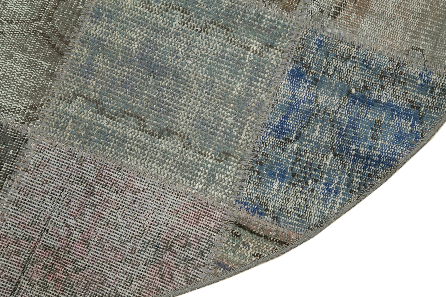 5x5 Grey Round Patchwork Rug - 38705