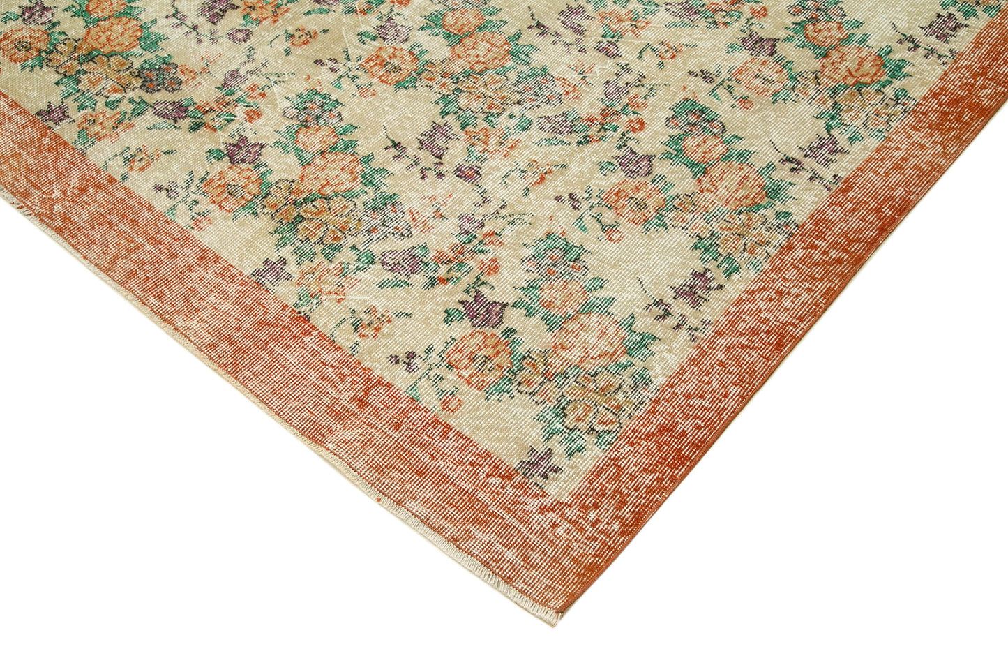 7x10 Beige Turkish Vintage Area Rug - 38751