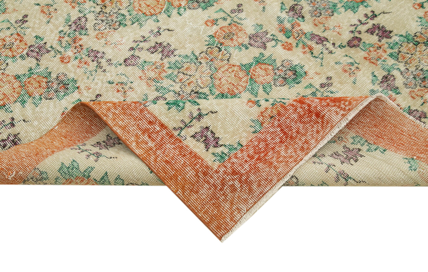 7x10 Beige Turkish Vintage Area Rug - 38751