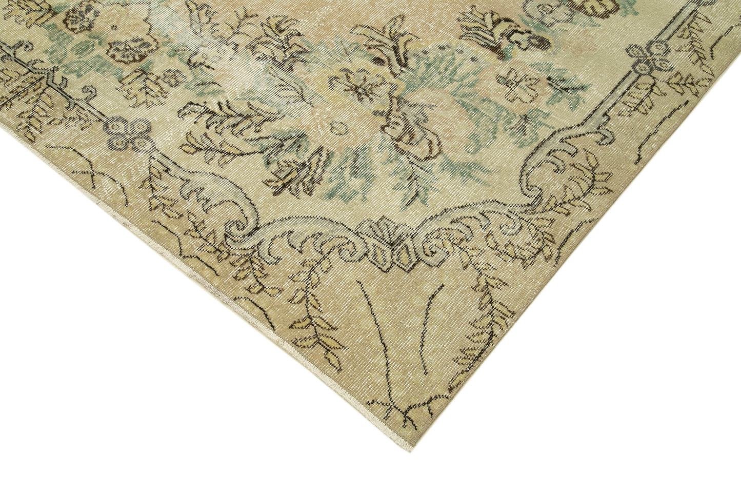 7x10 Beige Turkish Vintage Area Rug - 38790