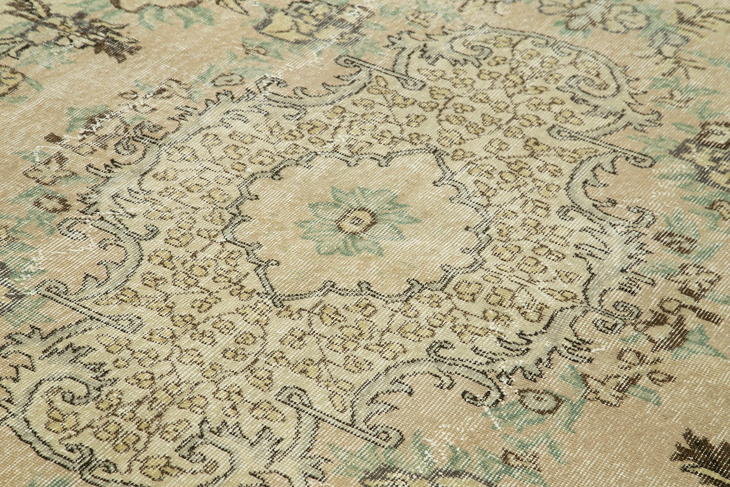 7x10 Beige Turkish Vintage Area Rug - 38790
