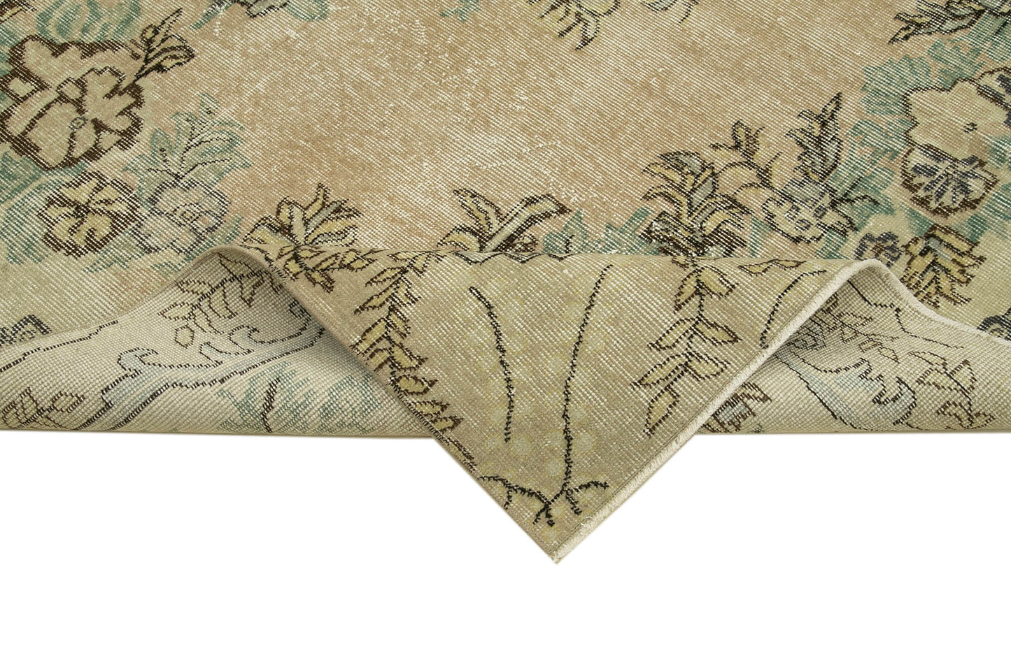 7x10 Beige Turkish Vintage Area Rug - 38790