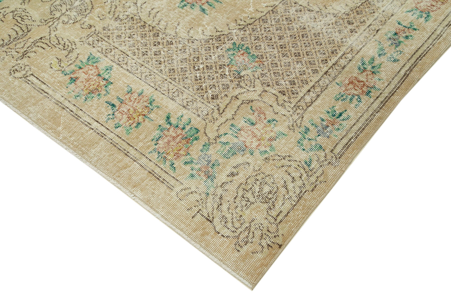 7x11 Beige Turkish Vintage Area Rug - 38815