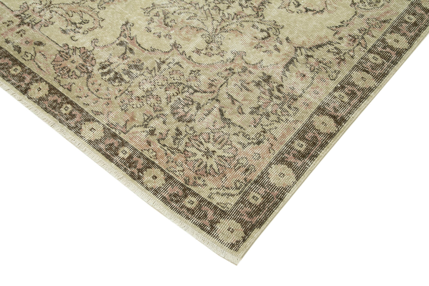 7x10 Beige Turkish Vintage Area Rug - 38826