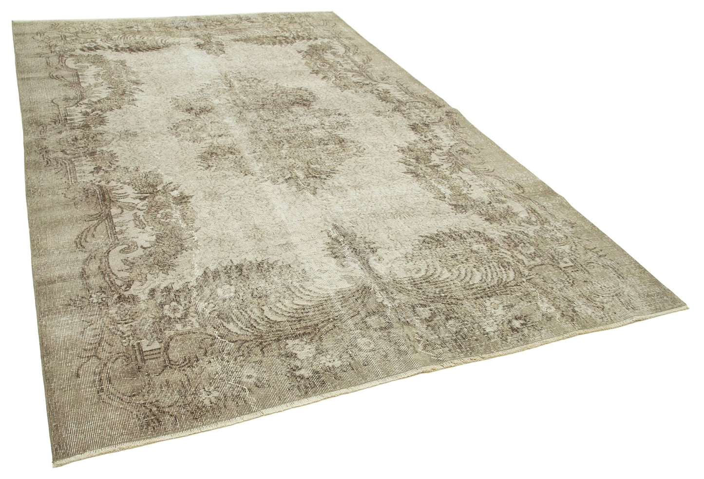7x11 Beige Turkish Vintage Area Rug - 38833