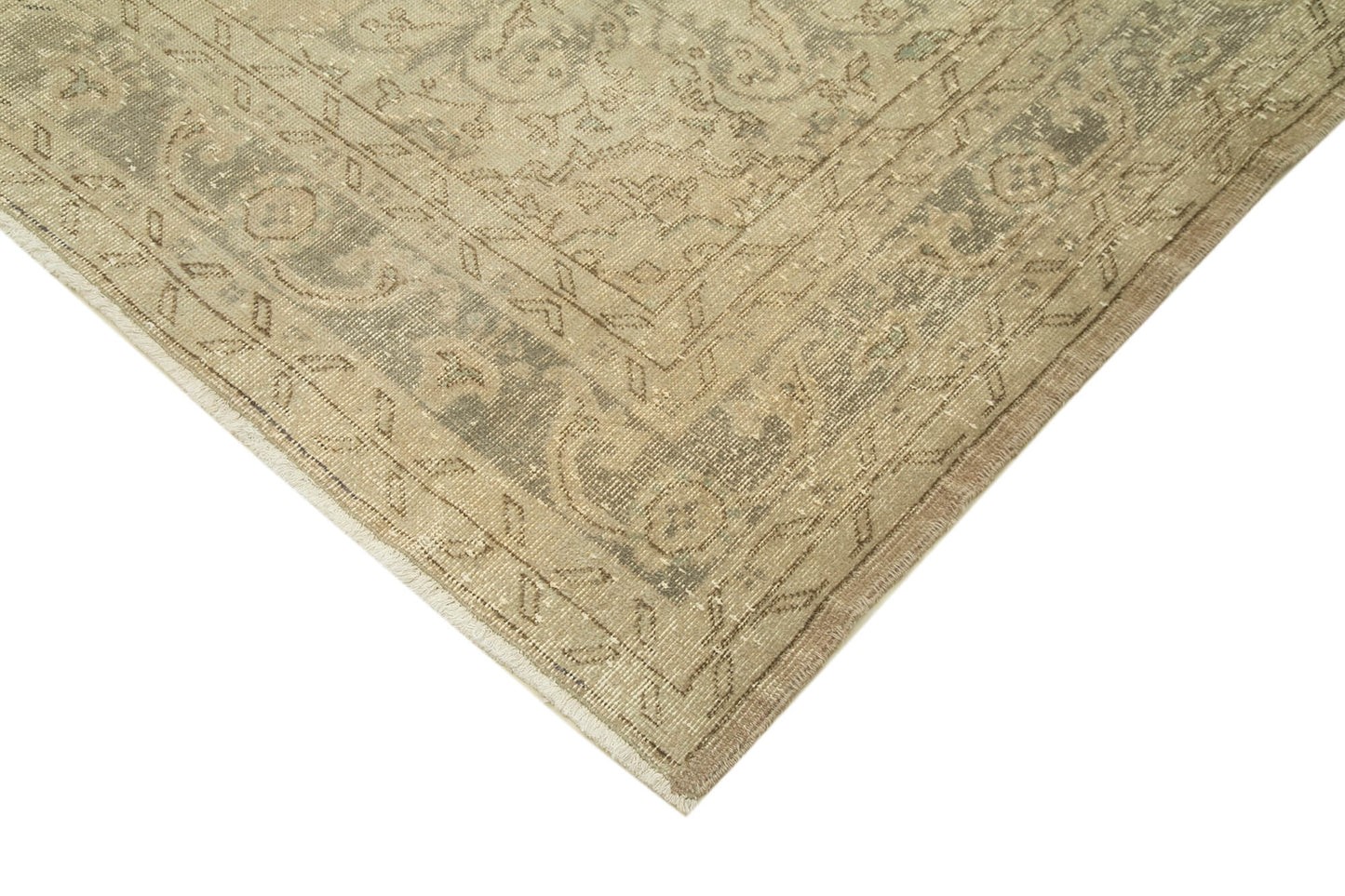 7x10 Beige Turkish Vintage Area Rug - 38844
