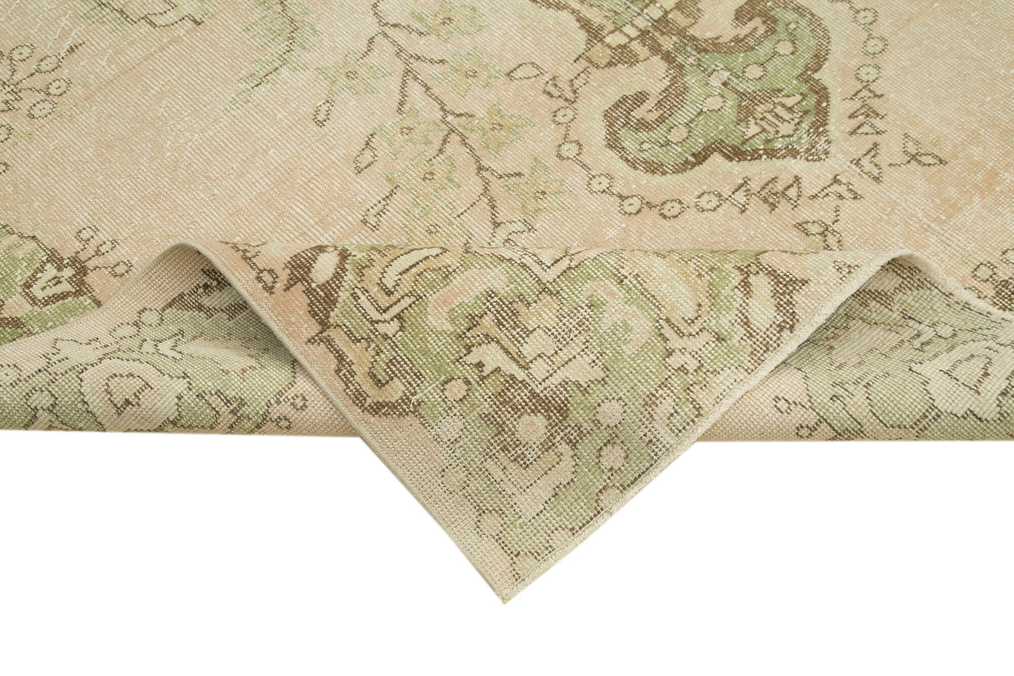 6x9 Beige Turkish Vintage Area Rug - 38876