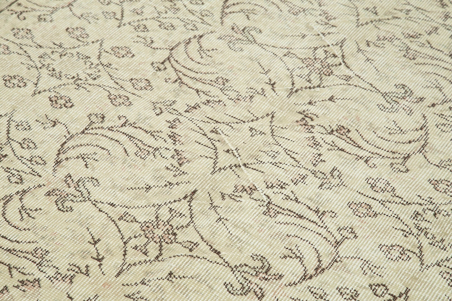 5x9 Beige Turkish Vintage Area Rug - 38886