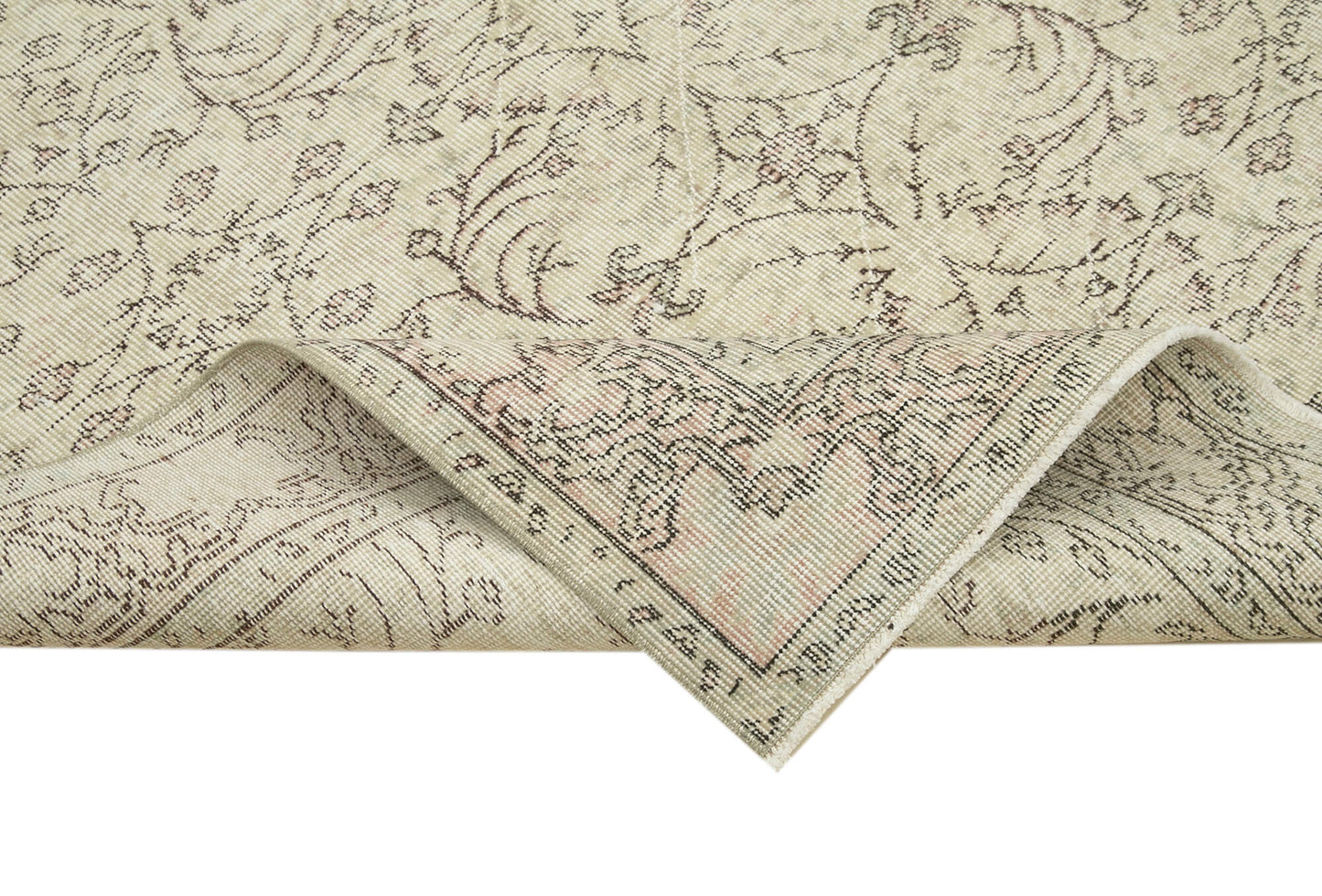 5x9 Beige Turkish Vintage Area Rug - 38886