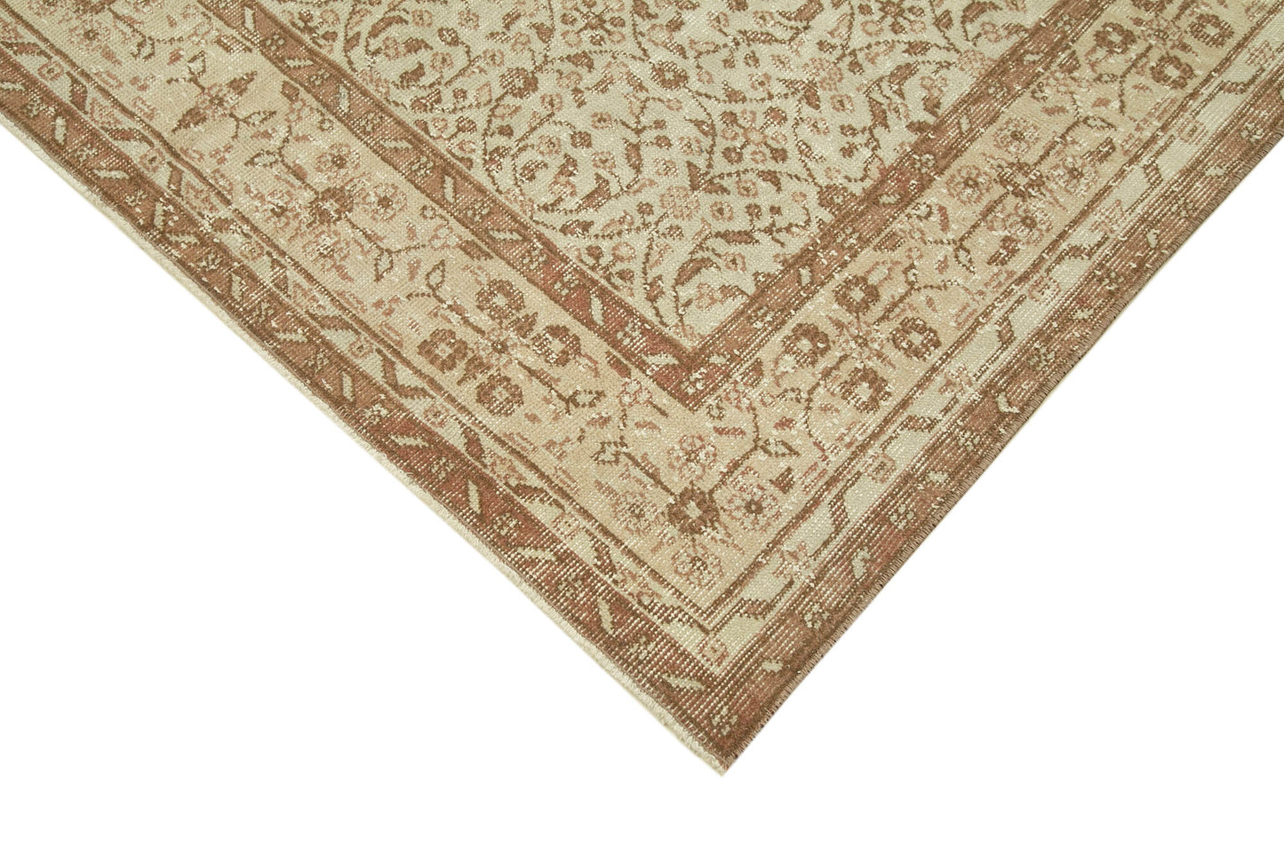 5x9 Beige Turkish Vintage Area Rug - 38887