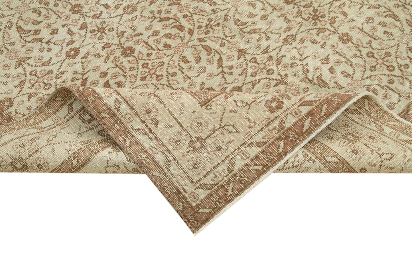 5x9 Beige Turkish Vintage Area Rug - 38887