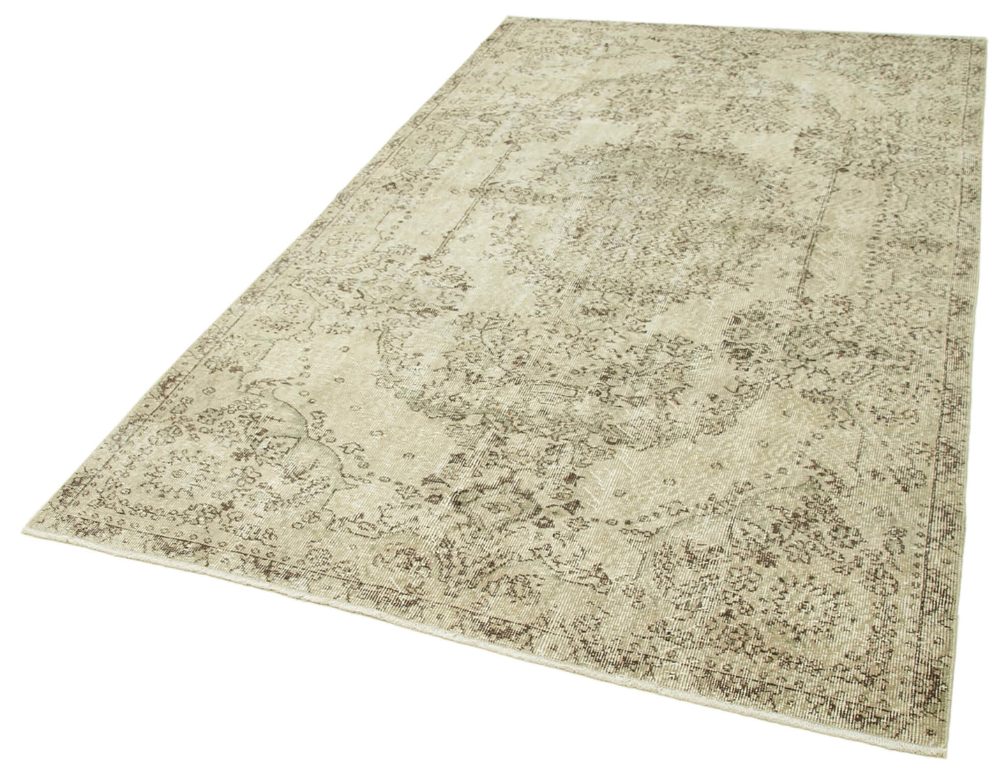 5x9 Beige Turkish Vintage Area Rug - 38904