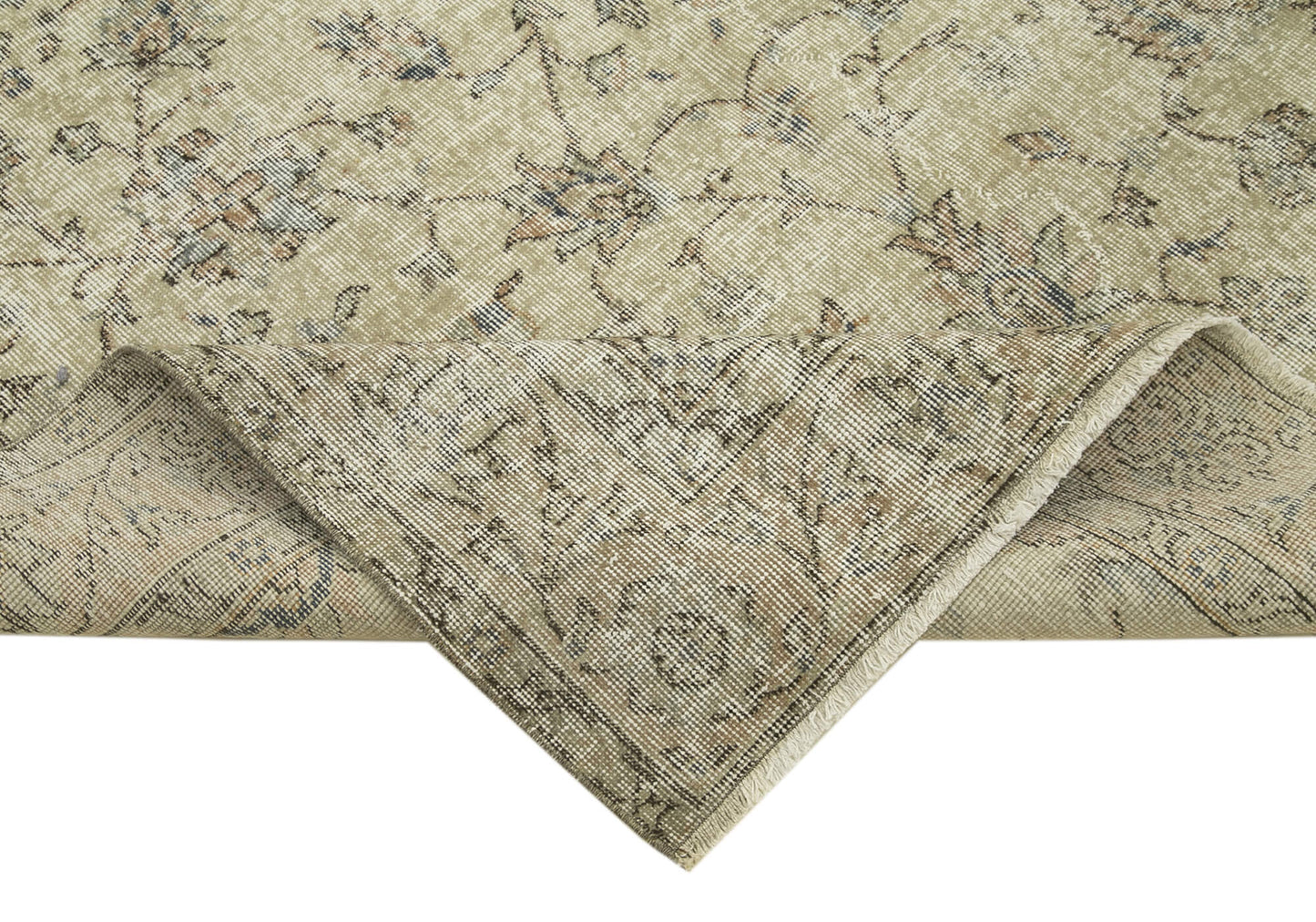 6x9 Beige Turkish Vintage Area Rug - 38910