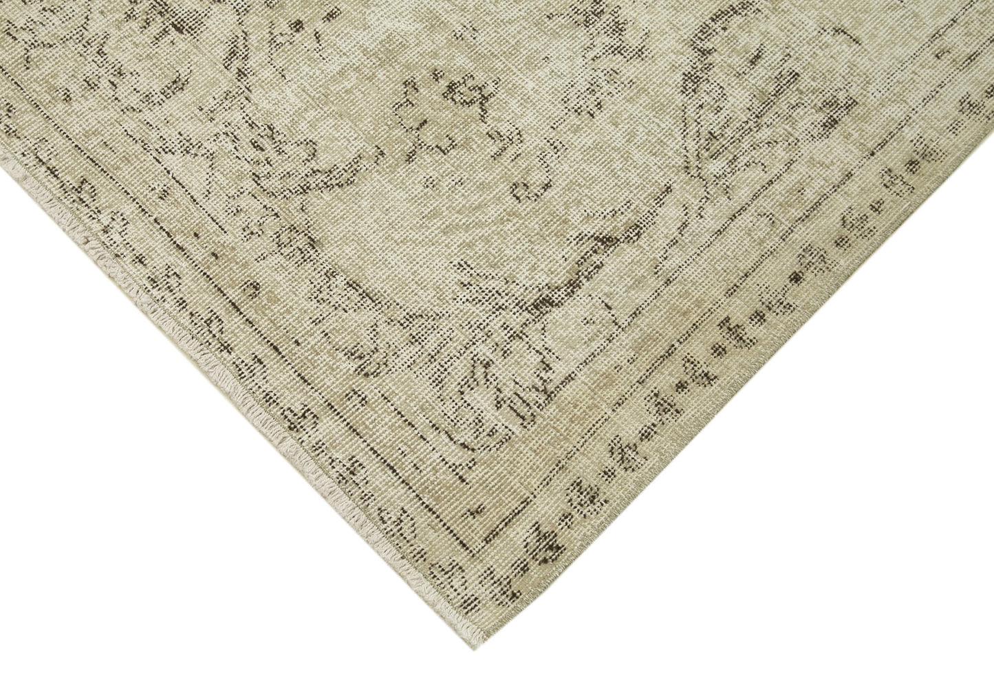 5x9 Beige Turkish Vintage Area Rug - 38924